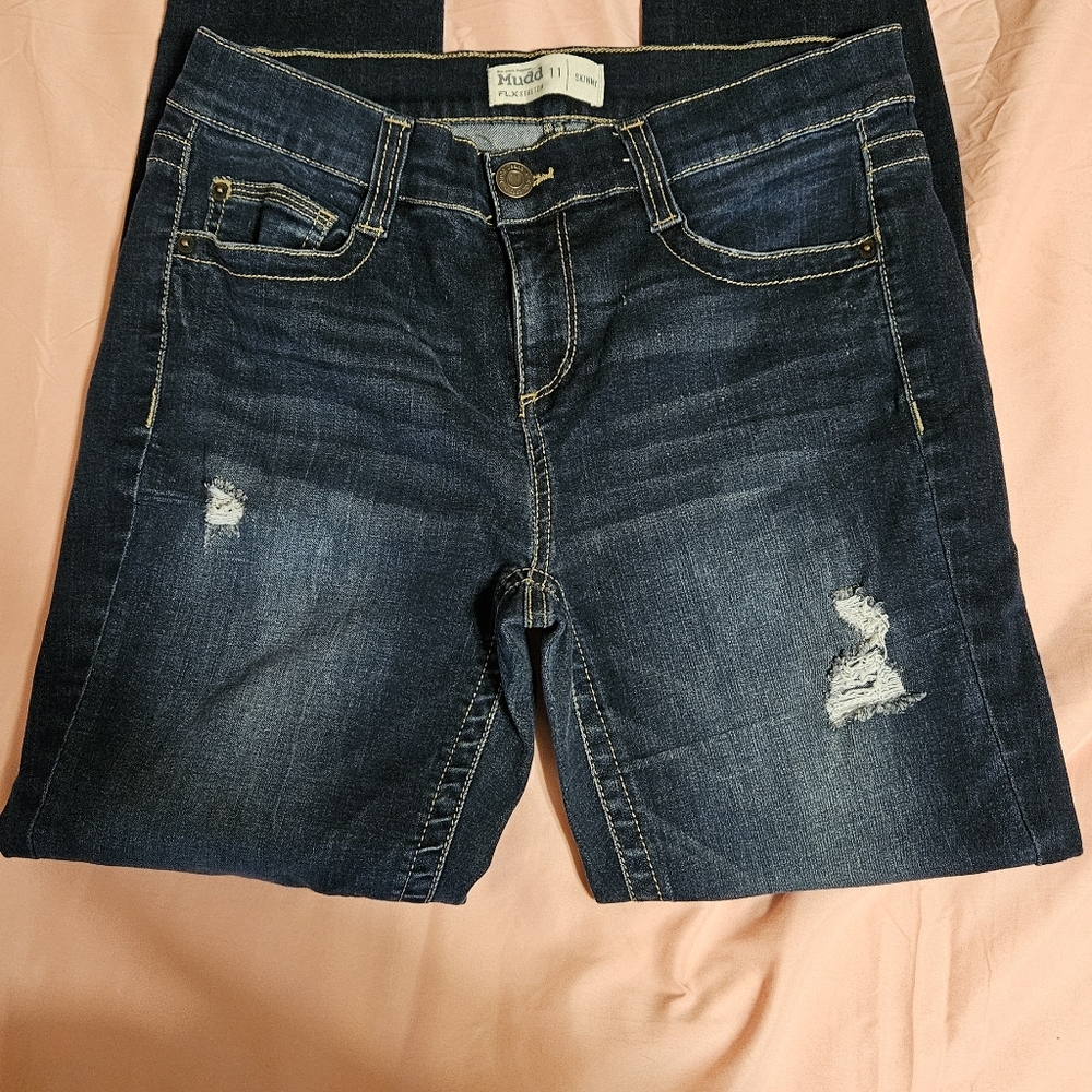 Dark Blue Mudd Distressed Women’s Jeans Shorts